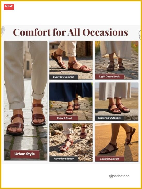 Handmade Leather Sandals from Jerusalem - Unisex Biblical Style main image 5